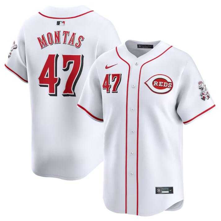 Men's Cincinnati Reds #47 Frankie Montas White Home Limited Stitched Baseball Jersey Dzhi